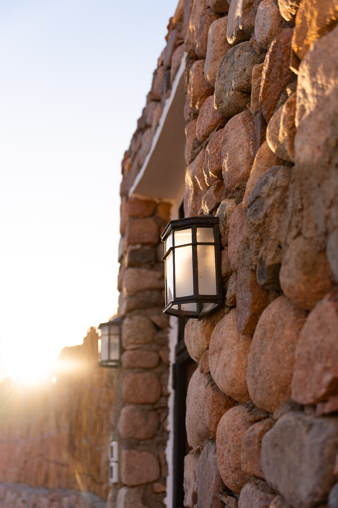 Stone courtyard at sunset